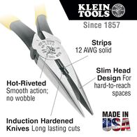 Pliers, Needle Nose Side Cutters with Stripping, 21.4 cm