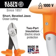 Diagonal Cutting Pliers, Insulated, High-Leverage, 21 cm