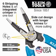 Klein-Kurve™ Heavy-Duty Wire Stripper / Cutter / Crimper Multi Tool, 8-20 AWG