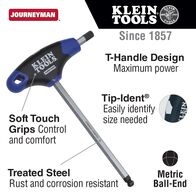 Hex Kit Set, Metric, Ball End T-Handle, 15.2 cm with Stand, 8-Piece