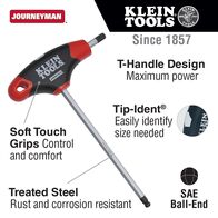 7/32-Inch Ball-End Hex Key, Journeyman™ T-Handle, 15.2 cm