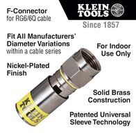 Universal F Compression Connectors, RG6/6Q, 10-Pack