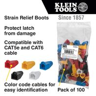 Strain Relief Boots for RJ45 Data Plugs, CAT5e/CAT6 Cable, 100-Pack