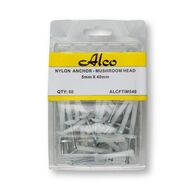 Nylon Nail Anchor Mushroom Head Diameter 5mm x Length 40mm 50 Pack