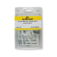 Nylon Nail Anchor Round Head Diameter 6.5mm x Length 38mm