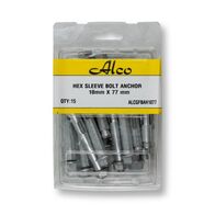 Hexagonal Head Sleeve Bolt Anchor Mechically Galvanised 10mm x Length 77mm