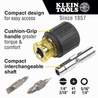 Multi-Bit Screwdriver / Nut Driver, 6-in-1, Stubby, Ph., Sl. Bits