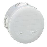Round Plexo box with 4 direct entry membrane glands - IP55 IK07 - Ø70 height 45 - grey RAL 7035
