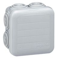 Square Plexo box with 7 direct entry membrane glands - IP55 IK07 - 65x65x40 mm - grey RAL 7035