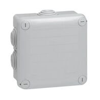Square Plexo box with 7 direct entry membrane glands - IP55 IK07 - 105x105x55 mm - grey RAL 7035