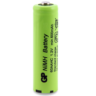 GP 1.2V AA 600mAh NiMH Battery | Rechargeable for Solar Lights | Long-Lasting Power | by Powercell