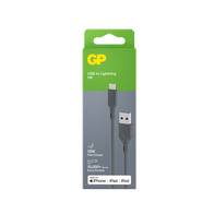 GP Charge & Sync Cable 1m USB-A to Lightning | MFi Certified | 12W Charging Output | 480Mbps Data Transfer | by Powercell