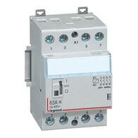 Low noise contactor CX³ with front face handle 4 pole - 63A - 400V~ -  4 NO contacts with 230V~ coil - 3 modules