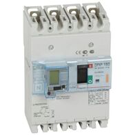 DPX³160 thermal magnetic release circuit breaker with earth leakage module, 4 poles 80A and breaking capacity 25kA