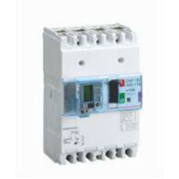 DPX³160 thermal magnetic release circuit breaker with earth leakage module, 4 poles 125A and breaking capacity 36kA