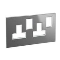 Arteor™ - British standard plate for 13 A twin switched socket outlet 2 gang - Reflective Metal - Stainless Steel