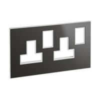 Arteor™ - British standard plate for 13 A twin switched socket outlet 2 gang - Reflective Metal - Black