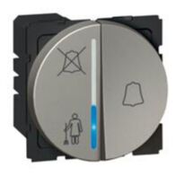 Hotel bedroom call indicator - lamp + bell push - 2 round modules - magnesium