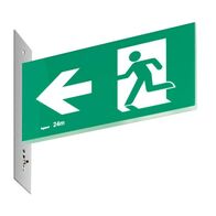 Legrand E3 LED Exit Sign Diffuser with Stainless Steel Wall Plate on the Left - Running Man Left Single Sided