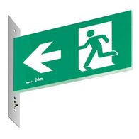 Legrand E3 LED Exit Sign Diffuser with Stainless Steel Wall Plate on the Left - Running Man Left Double Sided
