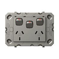 Legrand Arteor 770 Series 10A 2 Gang Horizontal Double Power Point with Extra Switch Magnesium