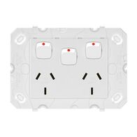 Legrand Arteor 770 Series 10A 2 Gang Horizontal Double Power Point with Extra Switch White