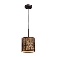 AUTUMN: Small Round Aged Bronze with Amber Lining Pendant Light