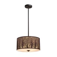 AUTUMN: Large Drum Aged Bronze with Amber Lining Pendant Light