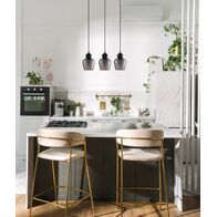 CHAMPAN: Interior Bronze Amber / Smokey Black Glass Ellipse Multiple Bar Base Pendant Lights