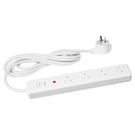 HPM General Purpose Master Switch 4 Outlet 375J Surge Protection Powerboard White