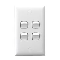 HPM Standard 10A 4 Gang Single Pole Double Throw Vertical Switch White