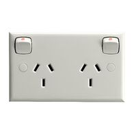 HPM Standard 10A Double Power Point with Safety Shutters White