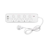 HPM General Purpose 4 Outlet USB Switched Powerboard White