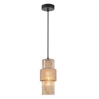 HUECA: Interior Double Cylinder Ribbed with Segment Pendant Lights