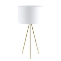 JAMBES: Drum Shade with Antique Brass Tripod Table Lamps