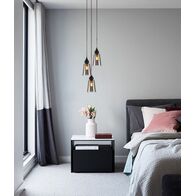 JEREZ: Bronze Amber/ Smokey Black Ellipse Glass Flat Top Pendant Lights