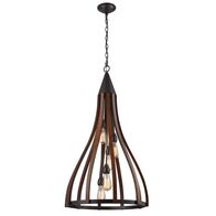 KHALEESI: Medieval Style Rustic Oak Dark Red Wood Large Bell Pendants Light