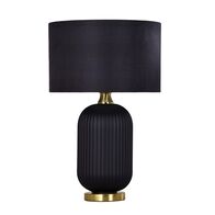 LUSSO: Interior Black Drum Shade Ceramic Base with Antique Brass Highlight Table Lamps