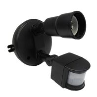 Nelson 200W Outdoor Incandescent Single Floodlight with Manual PIR Sensor Black Lamps Included