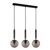 TRATTINO: Interior Bronze Amber /Smokey Black Spherical Glass Multiple Bar Base Pendant Lights