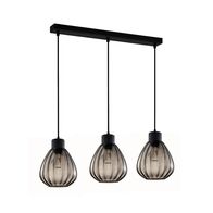 TULIP: Interior Bronze Amber / Smokey Black Wine Glass Ribbed Multiple Bar Base Pendant Lights