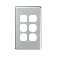 HPM Excel 6 Gang Switch Coverplate Matt Silver