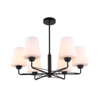 ABBEY: Interior Traditional 6 Lamps Opal Glass Pendant Lights