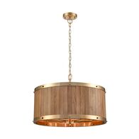 BARRIQUE: Retro Interior Large Drum Wood Pendant Lights
