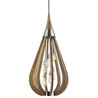 BONITO: Rustic Large Taupe / Winter Moss Wood Tear Drop Pendant Light