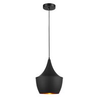 CAVIAR: Black Angled Bell Shape Pendant Light