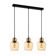 CHAMPAN: Interior Bronze Amber / Smokey Black Glass Ellipse Multiple Bar Base Pendant Lights