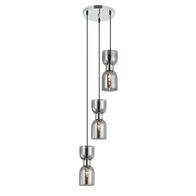 CLESSIDRA:  Interior Mirror Finish Smokey Black / Opal Glass Ellipse Multiple Round Base Pendant Lights