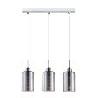 ESPEJO1: Interior Iron & Chrome Oblong Glass with Line Effect Pendant Lights