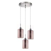 ESPEJO2: Interior Iron & Rose Gold Oblong Glass with Line Effect Pendant Lights